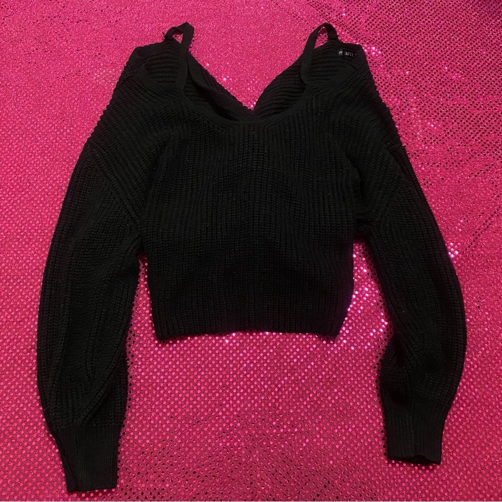 zaful black off the shoulder knit sweater